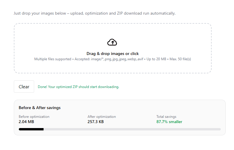 FastLoadImg image compressor interface